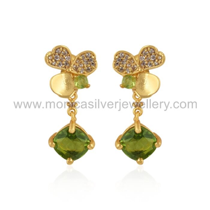 18k Gold Plated Leaf Clover Dangle Earrings For Women
