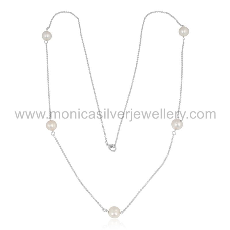 Pearl Chain 925 sterling silver Necklace
