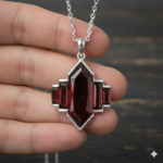 Garnet Geometric Pendant Necklace – Sterling Silver