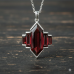 Garnet Geometric Pendant Necklace – Sterling Silver