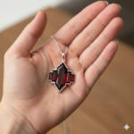 Garnet Geometric Pendant Necklace – Sterling Silver