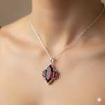 Garnet Geometric Pendant Necklace – Sterling Silver